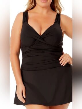 Anne Cole twist front skirted swim suit 18W NWT
